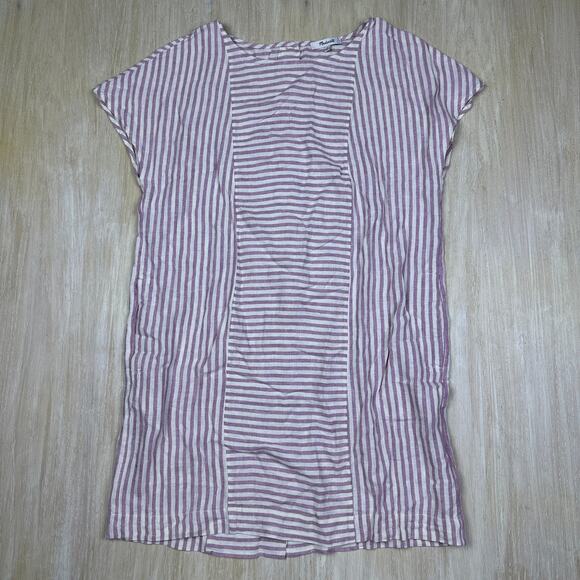 Madewell Dresses & Skirts - NWT Madewell Stripe Play Button Back Linen Blend Shift Preppy Pockets Dress M